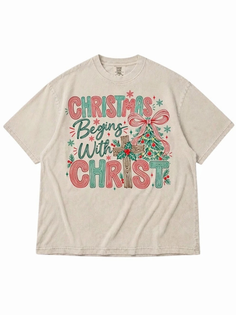 Comfort Colors Ivory Christmas Graphic Short Sleeve Tee